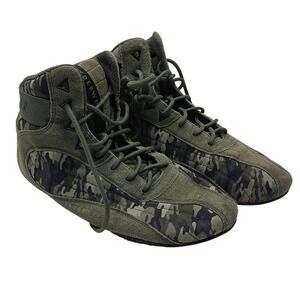 Ryderwear D-Mak Mens 8 Lifting Shoes Olive Green Camo Suede High Top Gym Sneaker